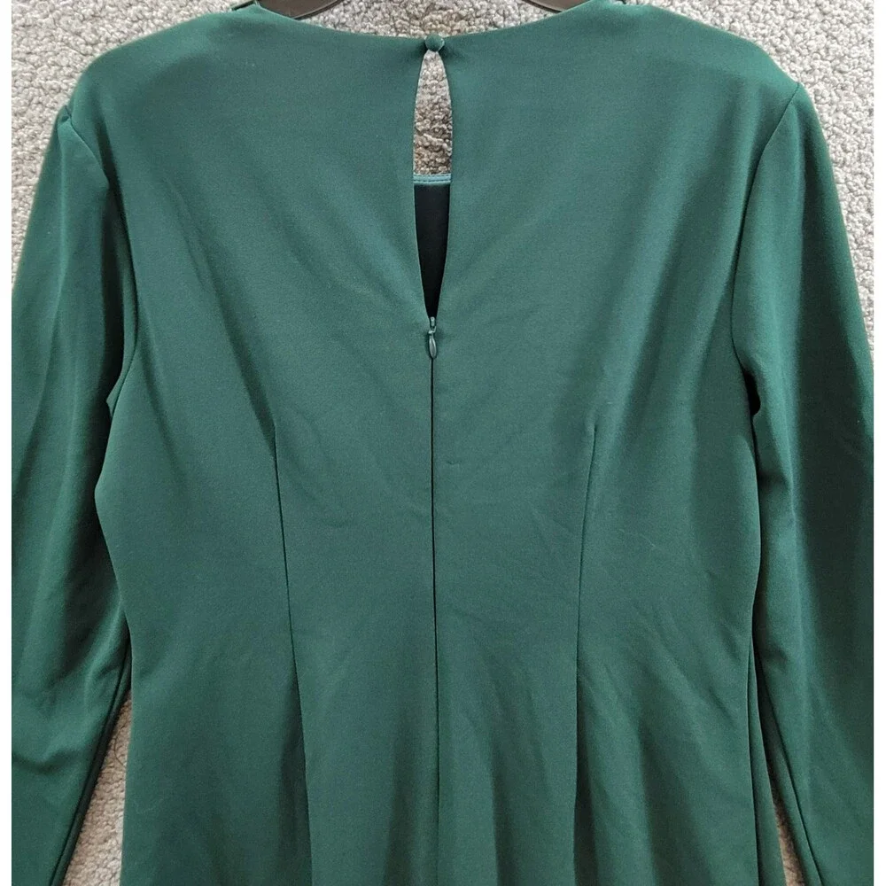 Vince Camuto Lace-Hem Bodycon Dress Women's 12 Hunter Crewneck Button Back Zip